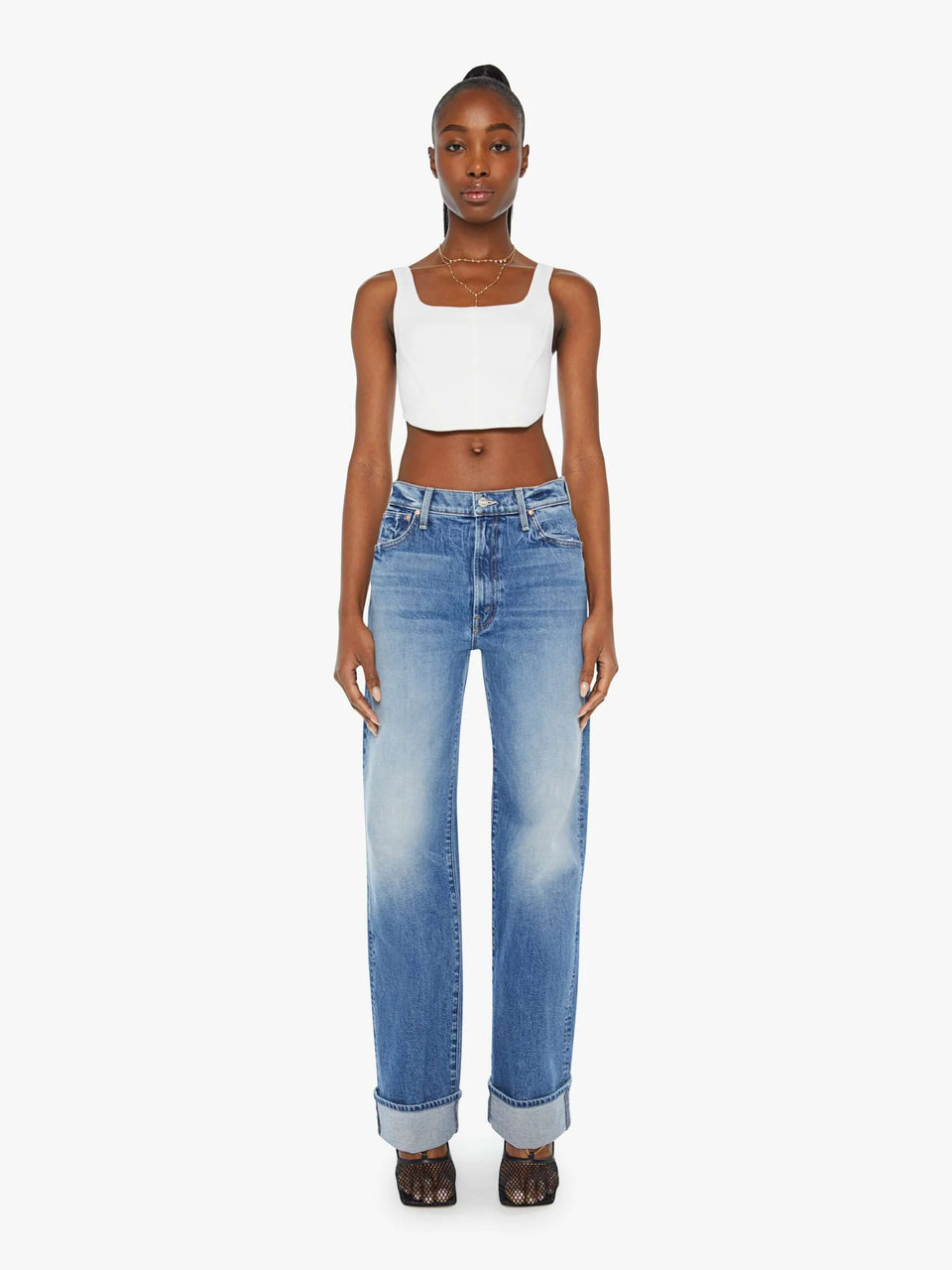 MOTHER Jeans Vita Bassa Blu Medio Offerte stagionali