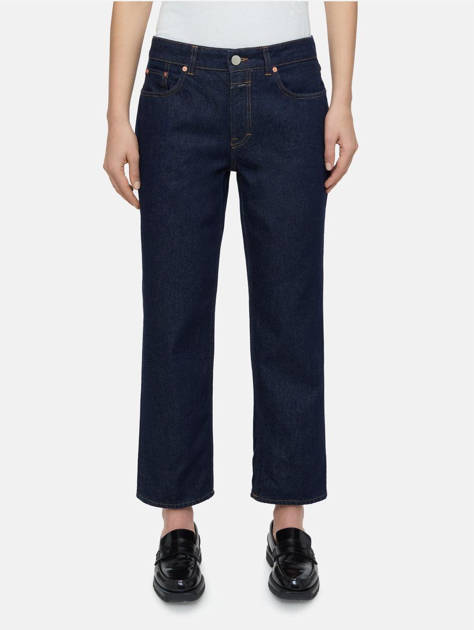 CLOSED Jeans Cropped con Vita Media Blu