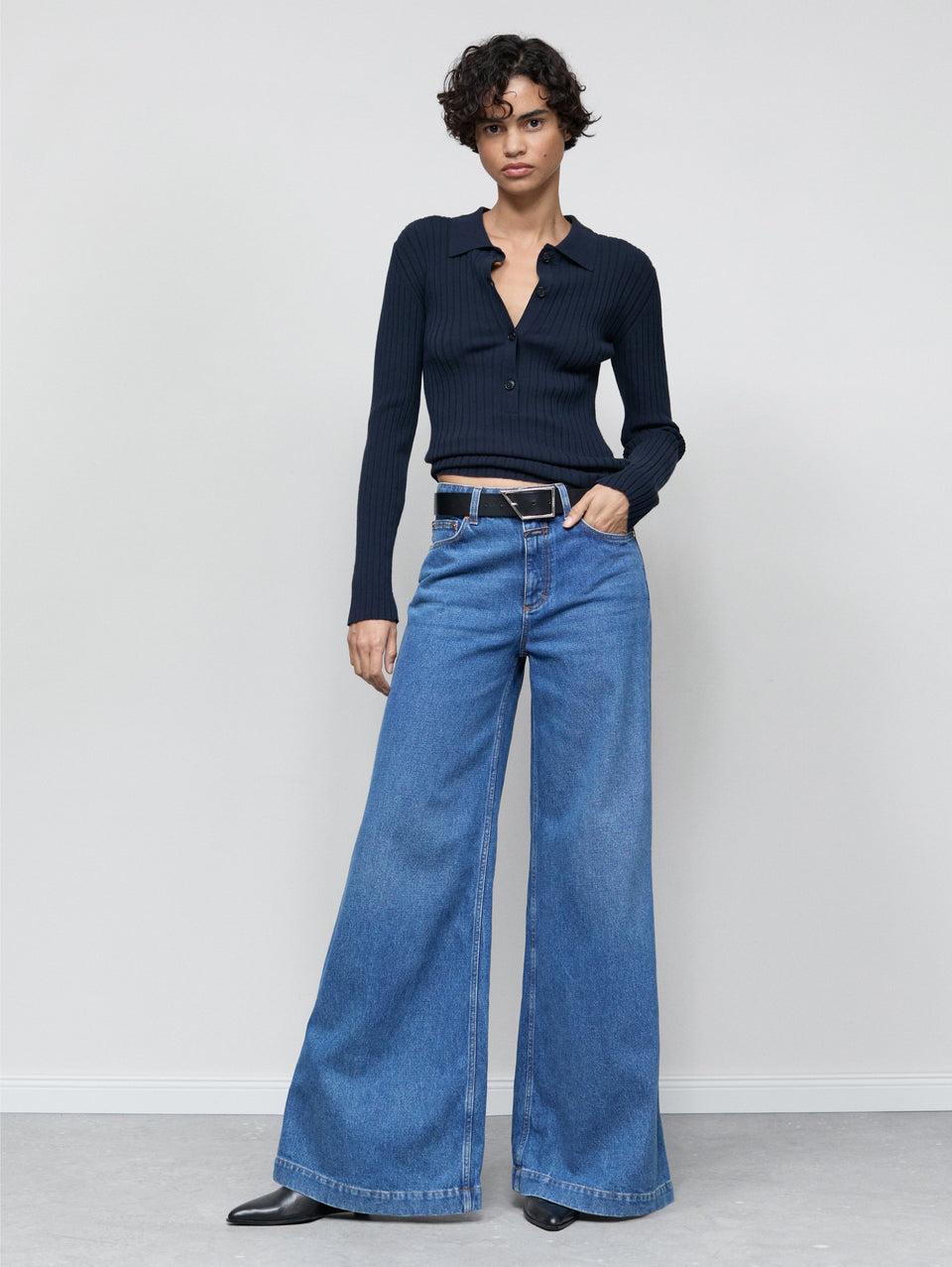 CLOSED Jeans Gamba Ampia con Vita Alta Blu Enormi risparmi