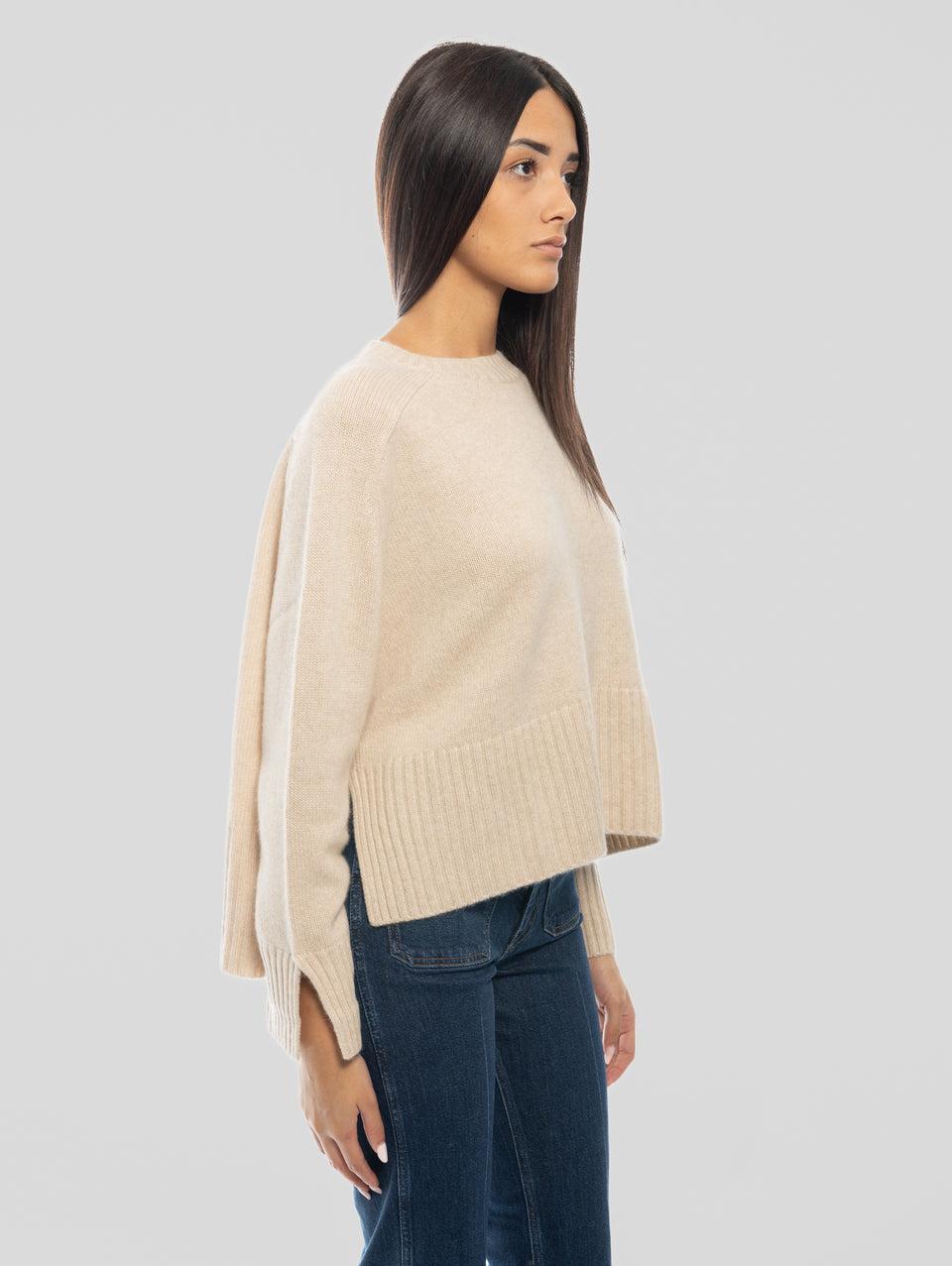 NOTSHY Maglia Girocollo con Spacchi Beige Ultimi due giorni