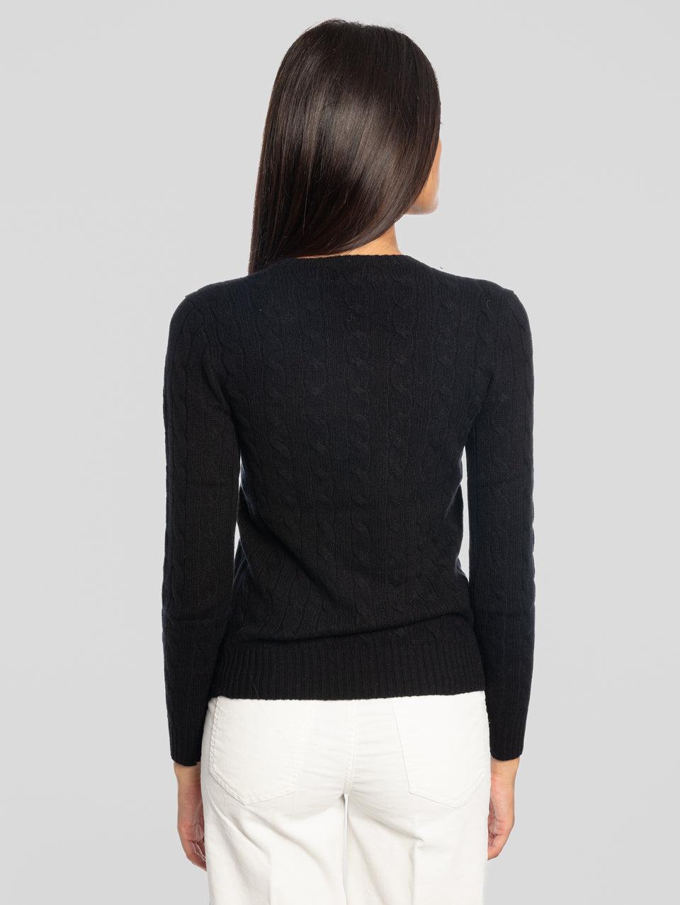 RALPH LAUREN Maglia a Trecce in Misto Cashmere Nero Only for today