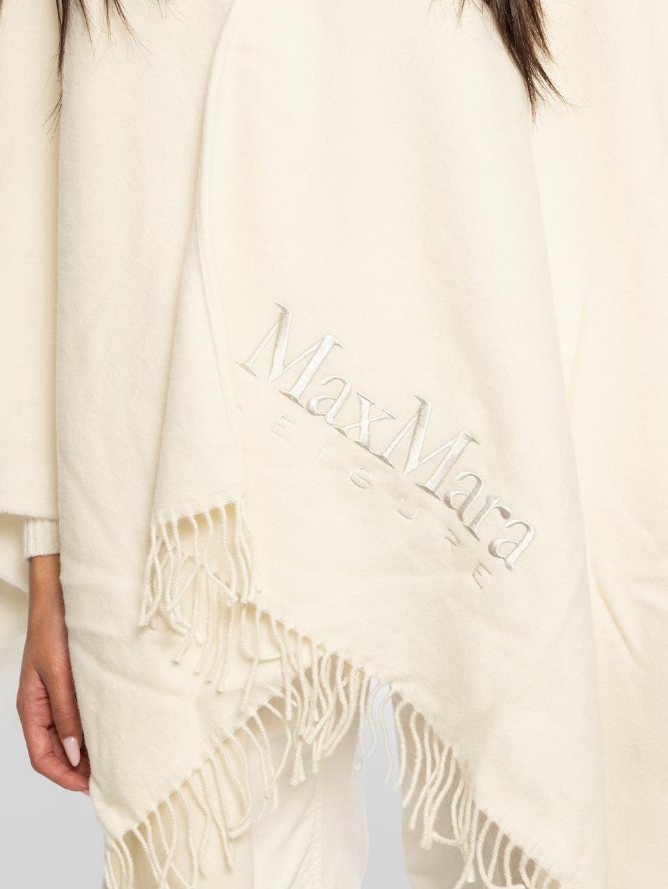 MAX MARA LEISURE Poncho in Lana con Frange Bianco 50% di sconto con spedizione gratuita