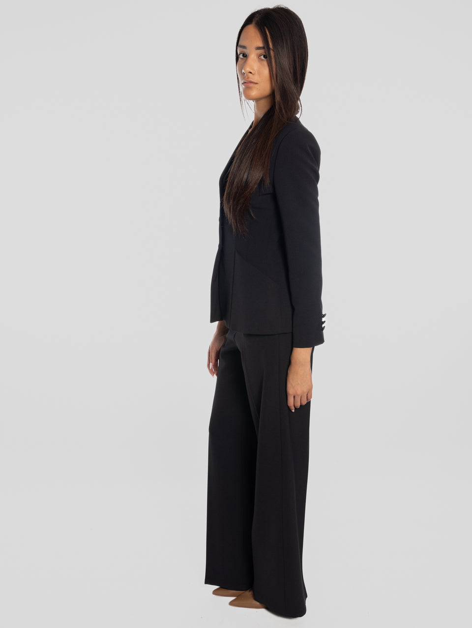 MAISON SECRÈTE Pantaloni Palazzo in Crepe Nero Duty-free