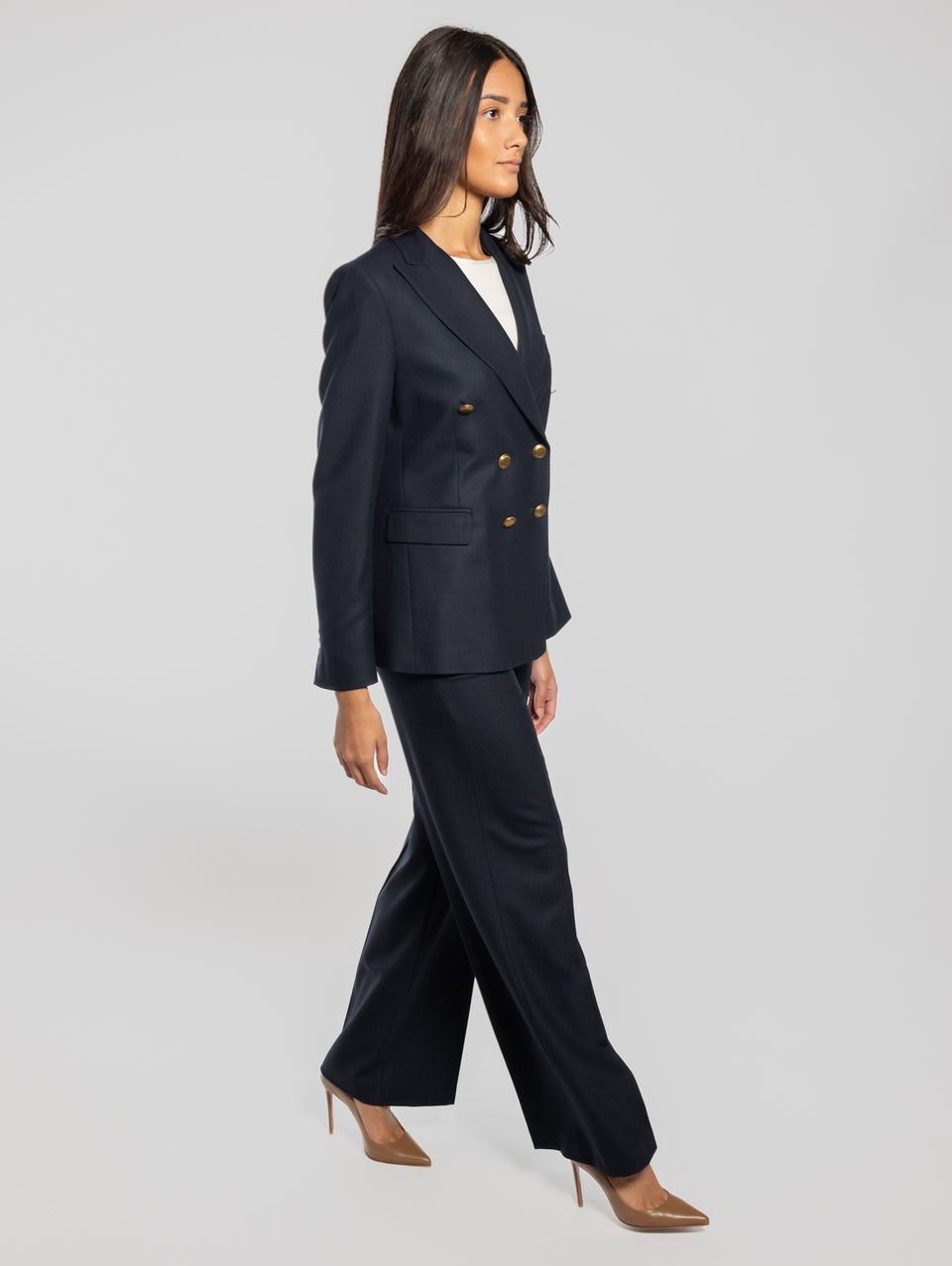 KILTIE Pantaloni Palazzo in Flanella Blu Promozione