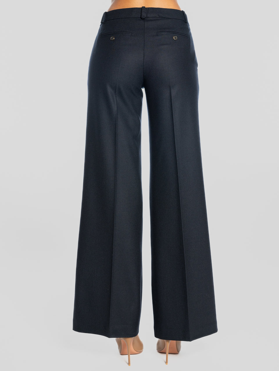 KILTIE Pantaloni Palazzo in Flanella Blu Promozione