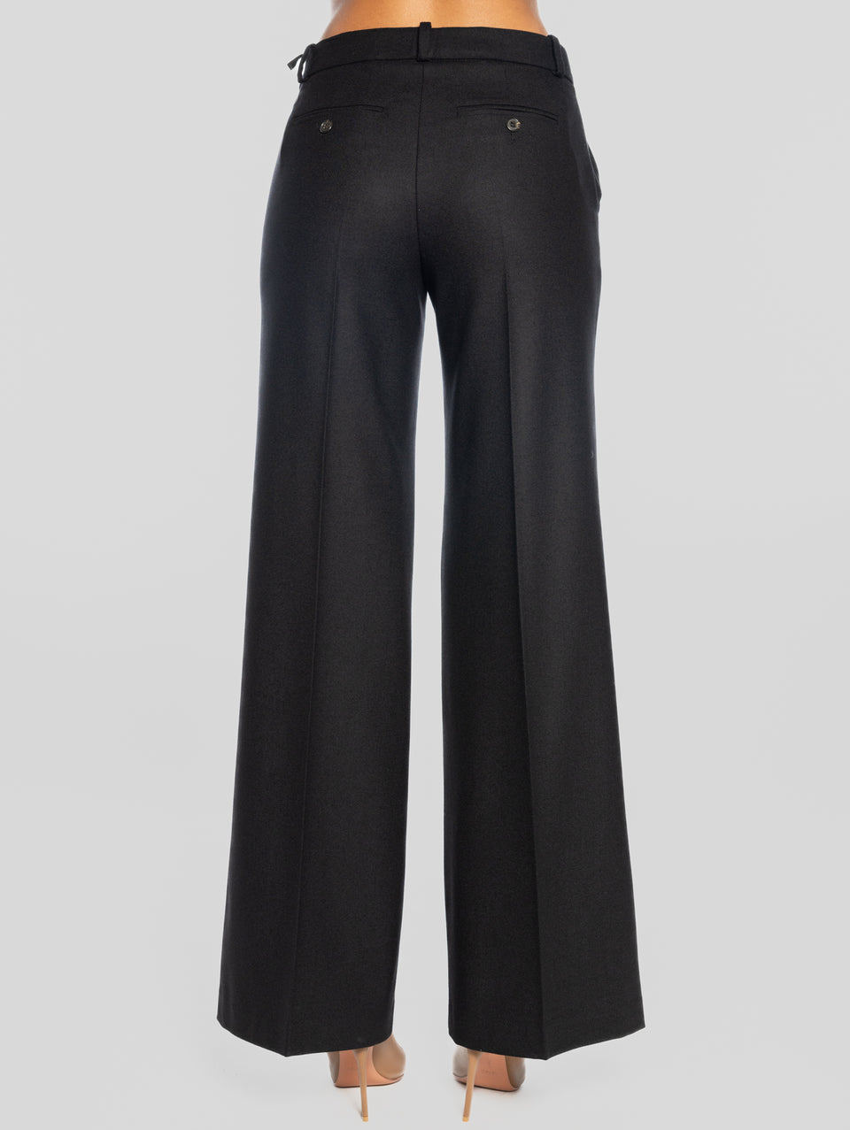 KILTIE Pantaloni Palazzo in Flanella Nero Spedizione Gratuita