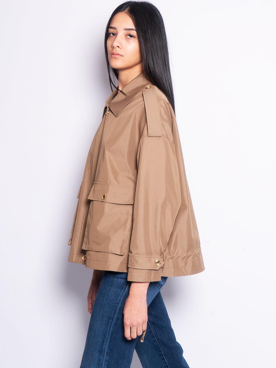 PINKO Parka Corto in Gabardina Verde Negozi Online
