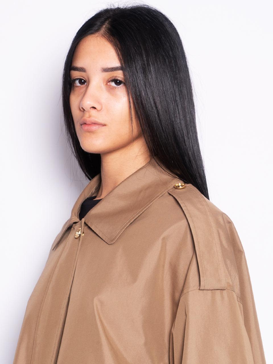 PINKO Parka Corto in Gabardina Verde Negozi Online