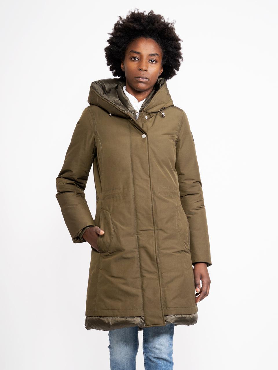 WOOLRICH Parka Weoka in Ottoman Verde Scuro Acquista Ora