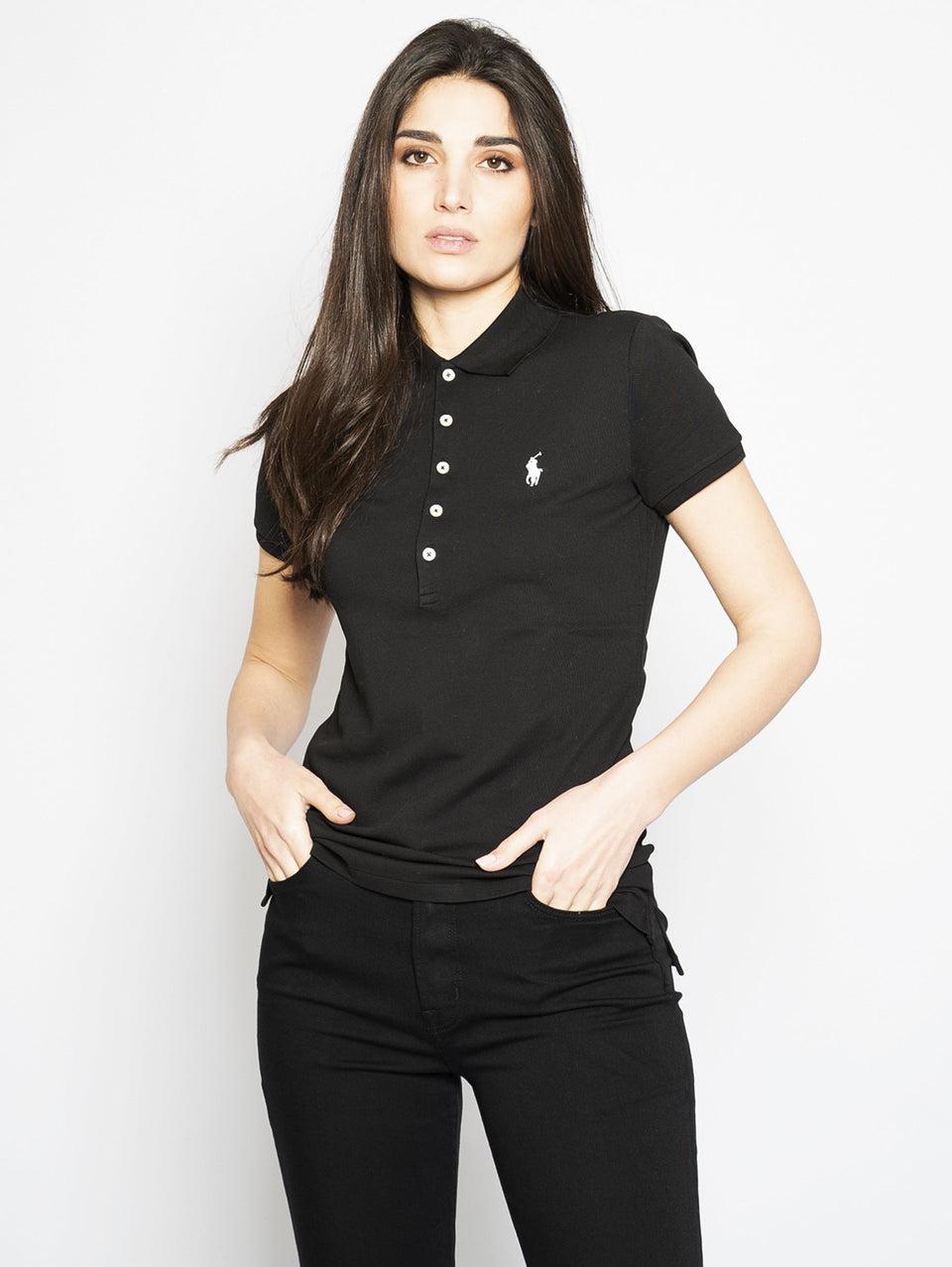 RALPH LAUREN Polo Skinny Nero Sconto