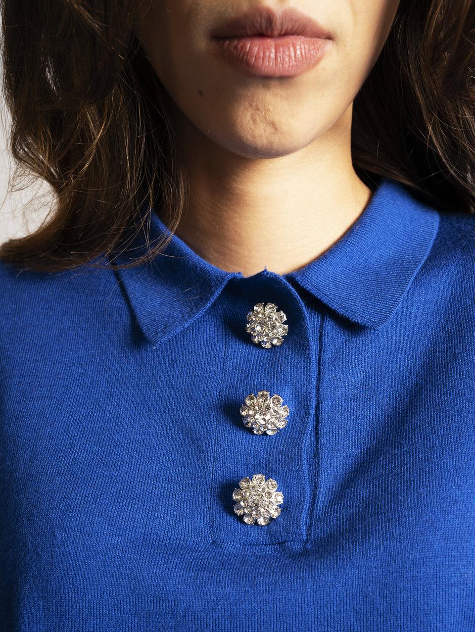 ESSENTIEL ANTWERP Maglia con Bottoni Gioiello Klein Blue Economico