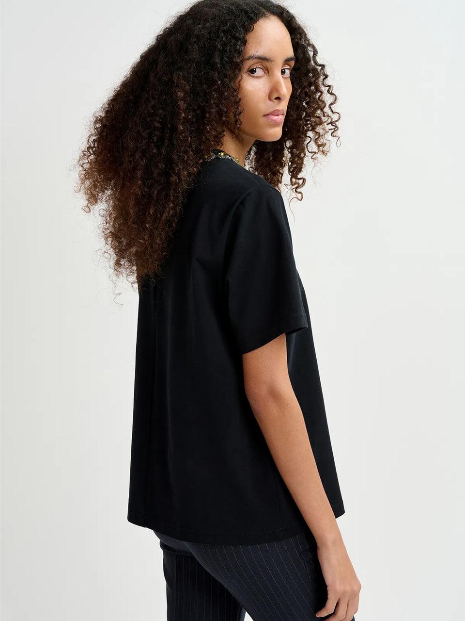 ESSENTIEL ANTWERP T-shirt con Ricami di Strass Nero Offerte
