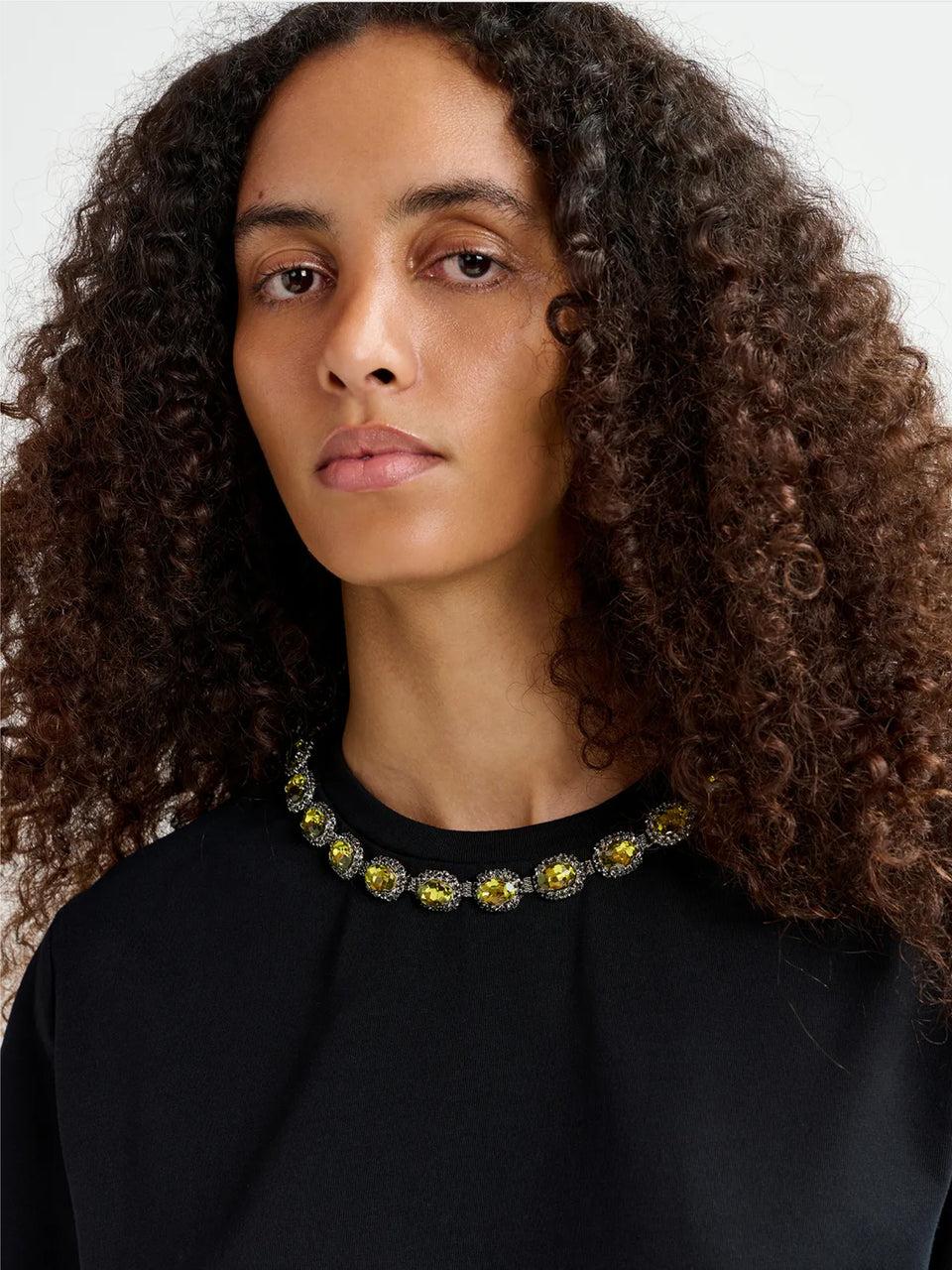ESSENTIEL ANTWERP T-shirt con Ricami di Strass Nero Offerte