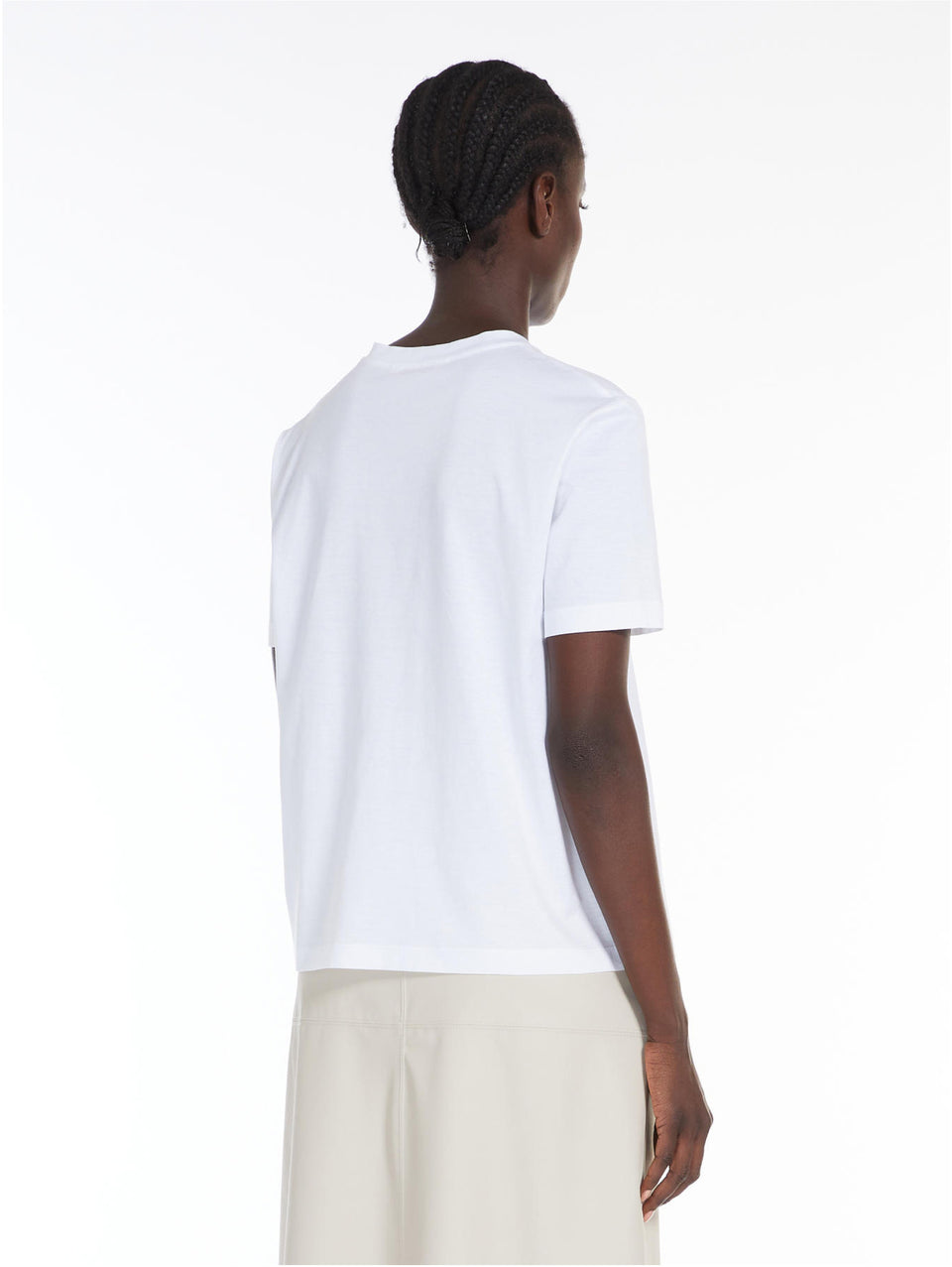 MAX MARA LEISURE T-shirt Maniche Corte con Logo in Rilievo Bianco Hotsell