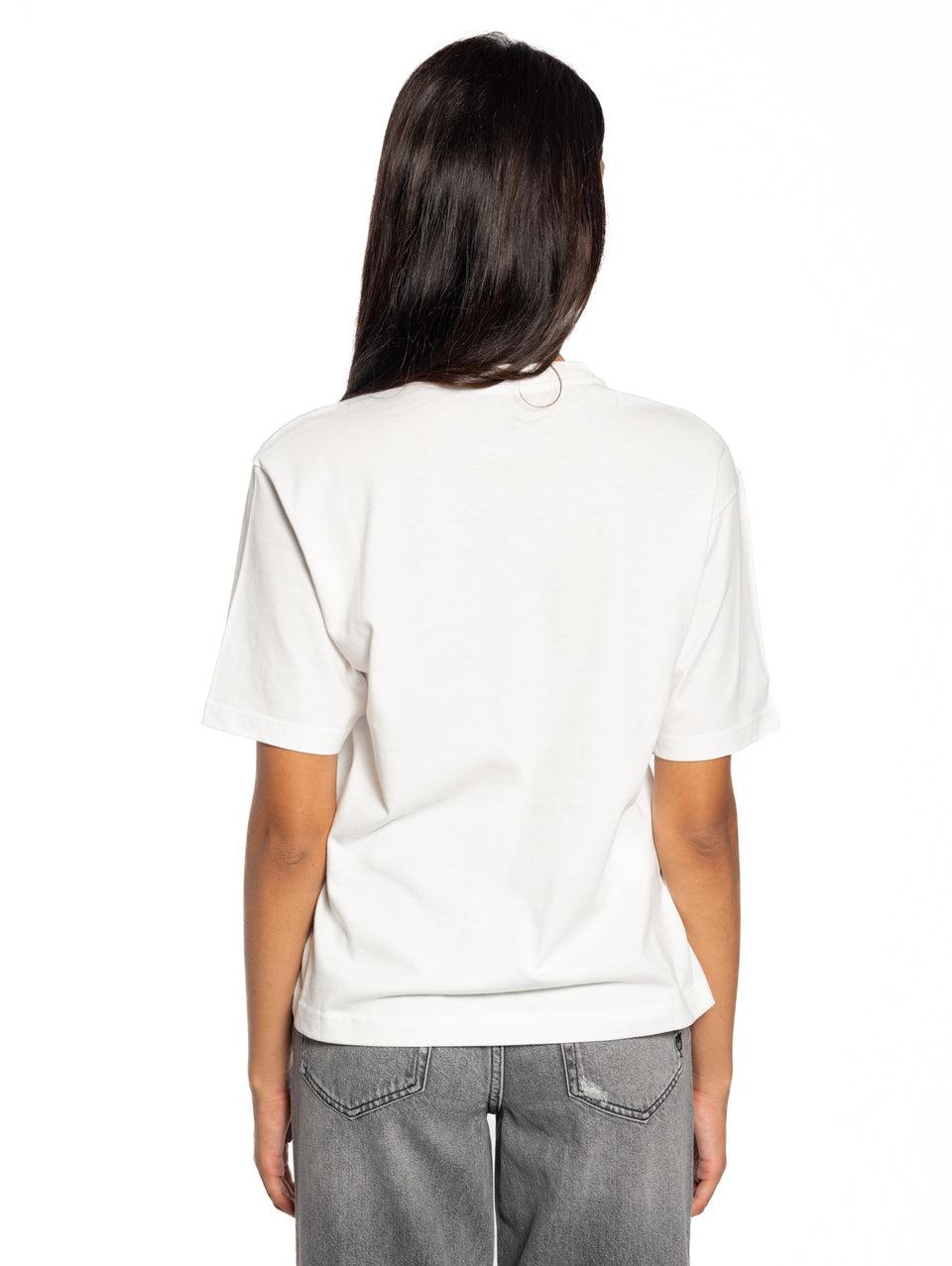 PINKO T-shirt Girocollo con Ricamo Bianco Saldi Di Fabbrica