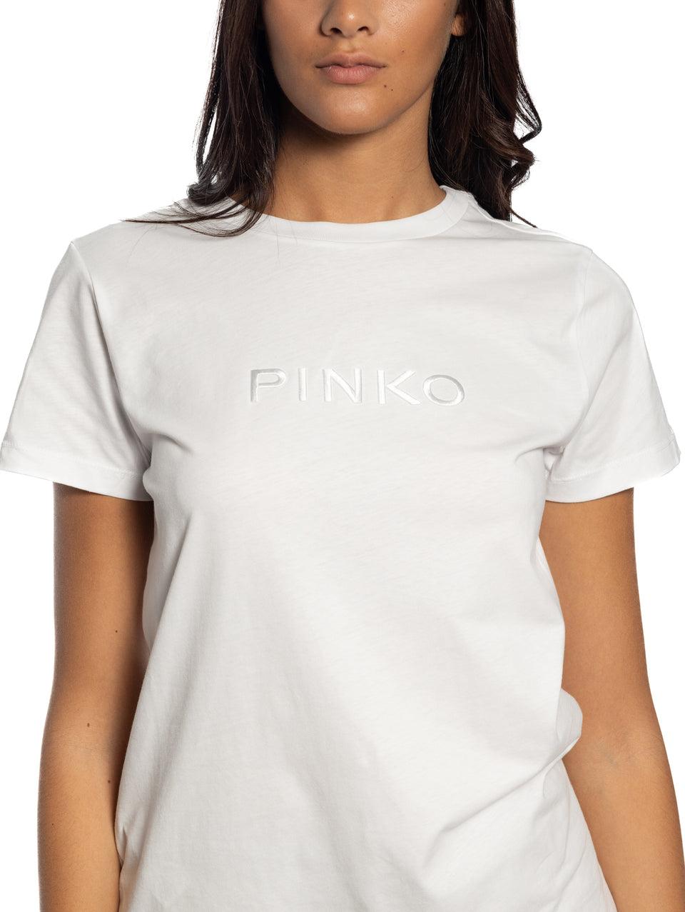 PINKO T-shirt con Logo Ricamato Bianco Vendite Flash