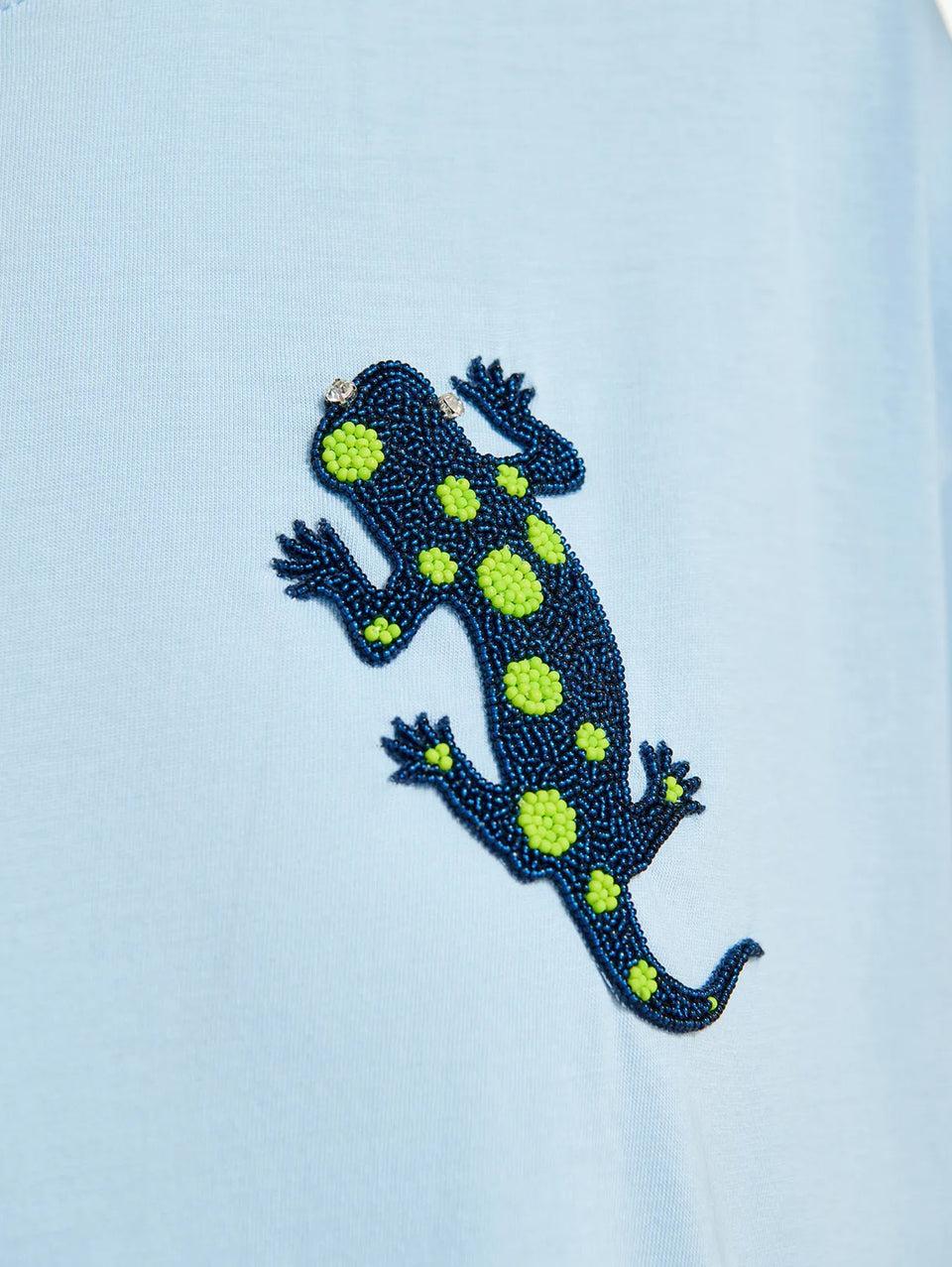 ESSENTIEL ANTWERP T-shirt con Ricamo Geco Blu Nuova
