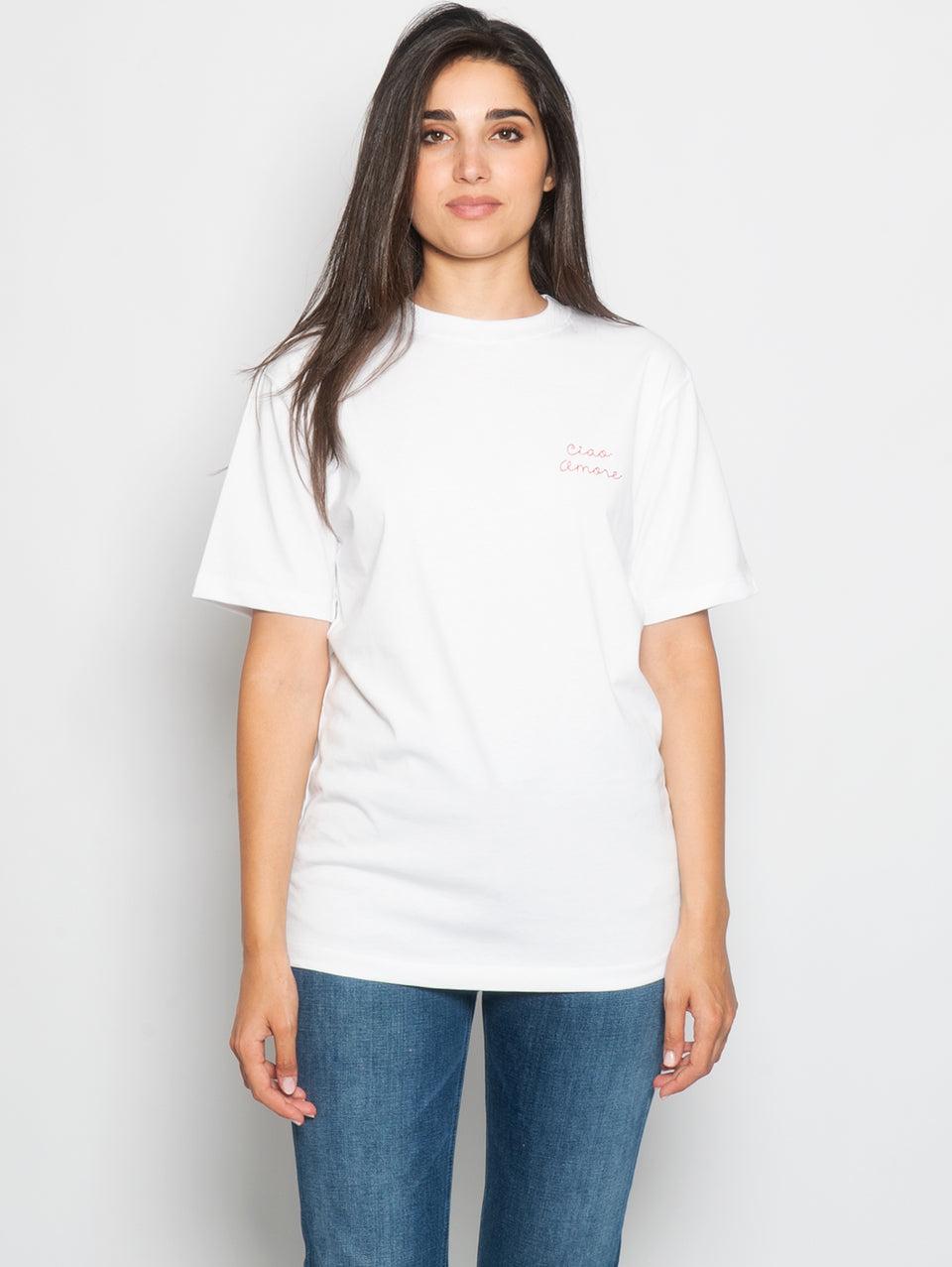 GIADA BENINCASA T-shirt con Ricamo Ciao Amore Bianca