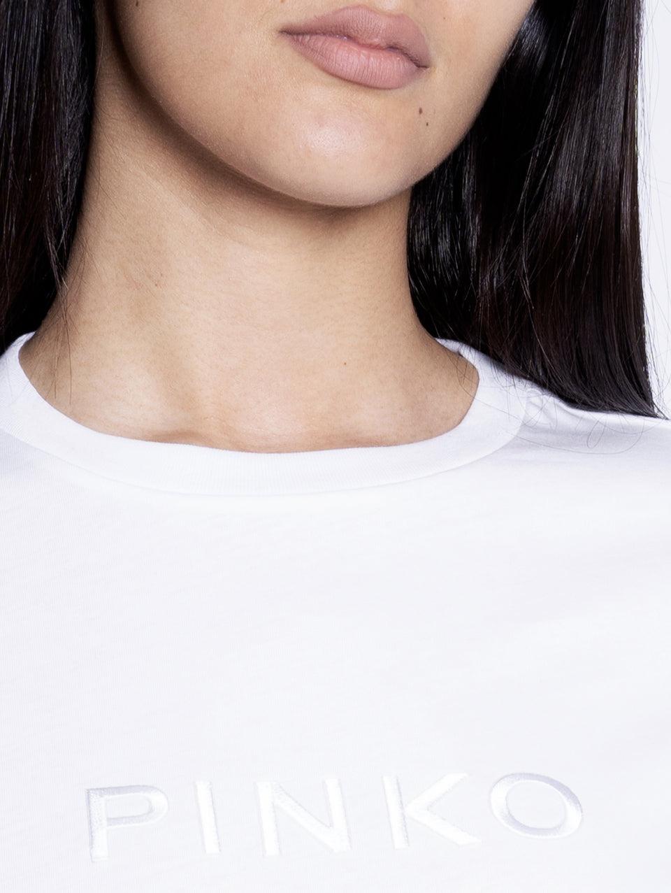 PINKO T-shirt con Logo Ricamato Bianco Spedizione gratuita