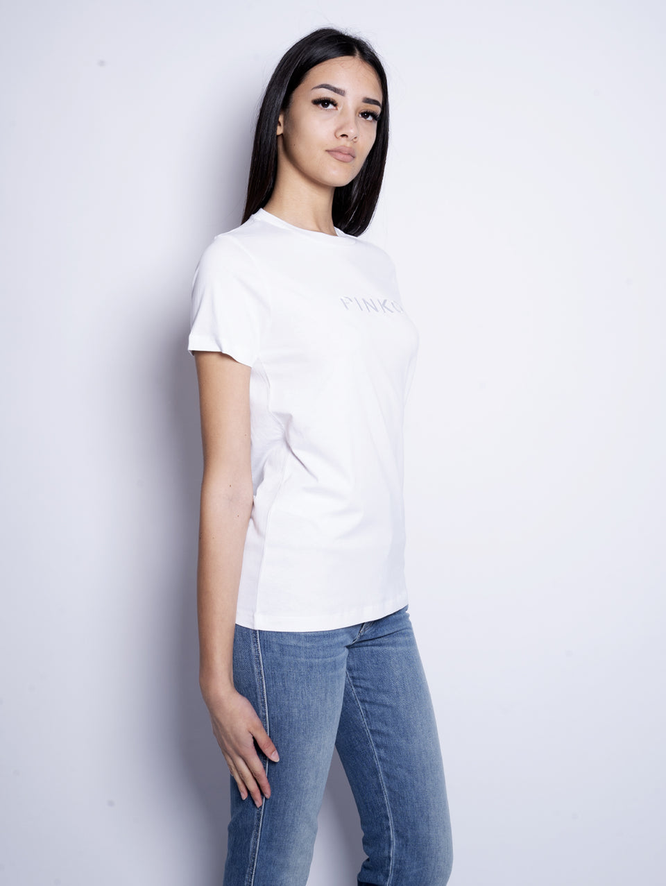 PINKO T-shirt con Logo Ricamato Bianco Spedizione gratuita