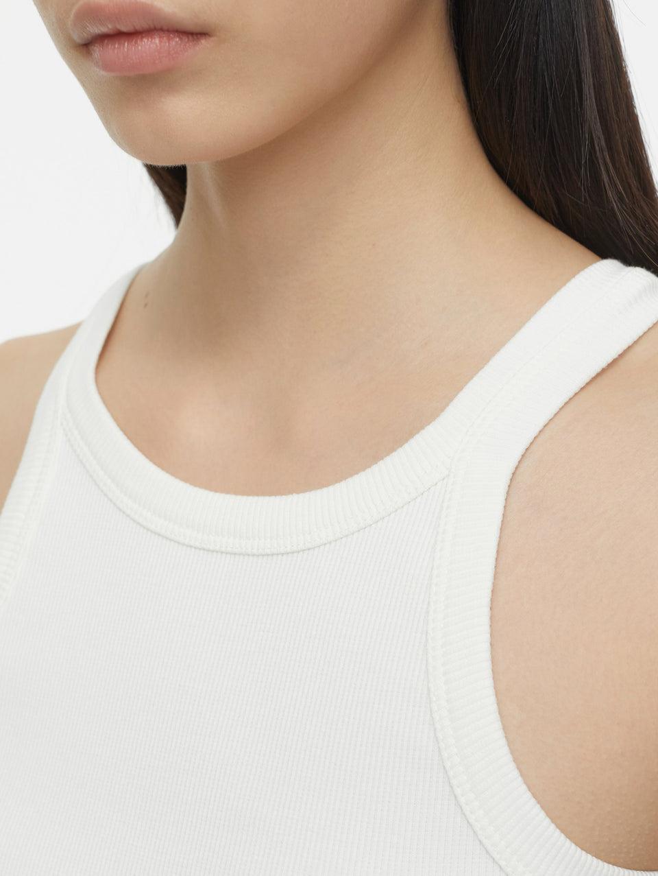CLOSED Top in Cotone Stretch a Coste Avorio Flash Sale