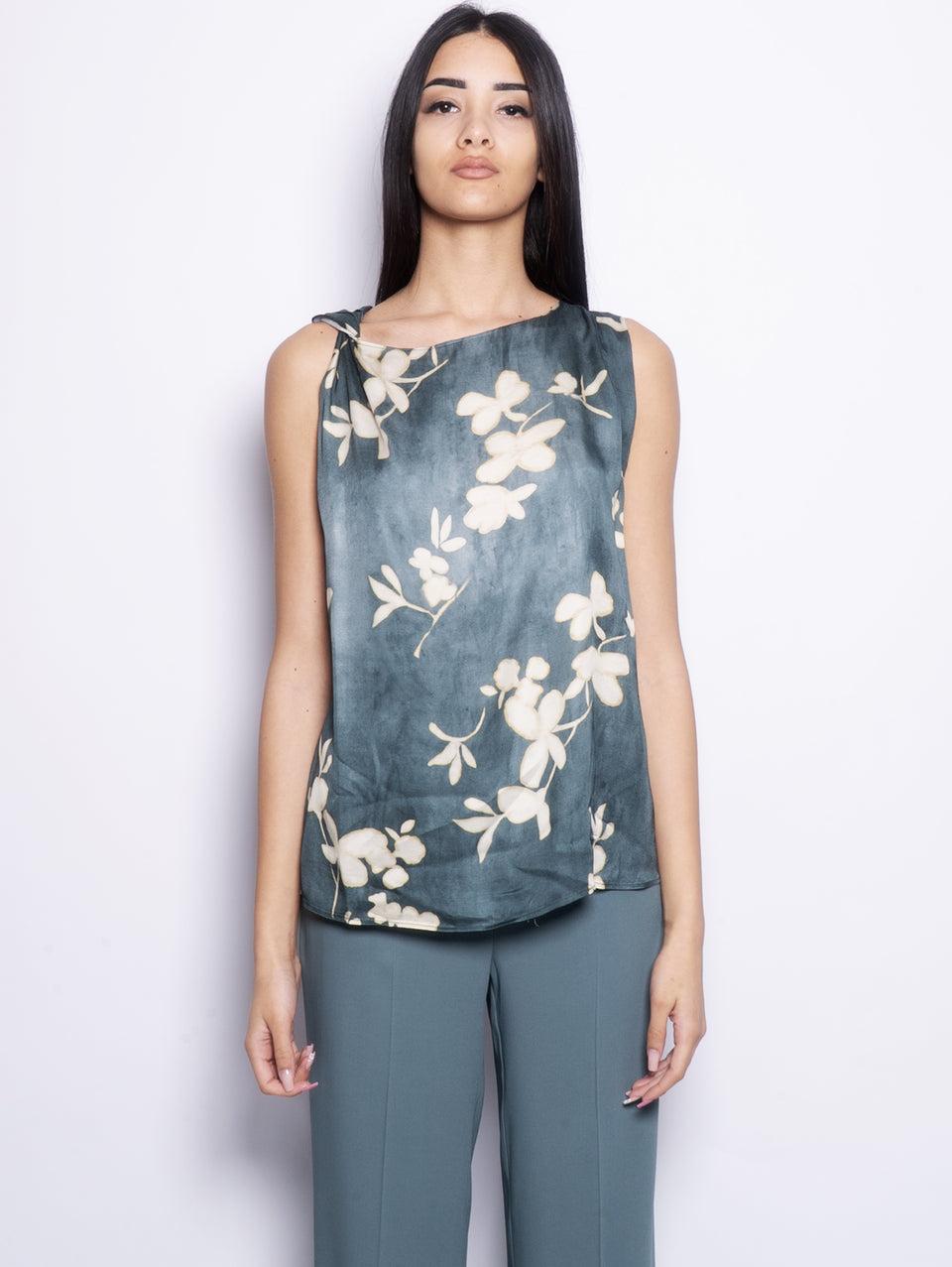 KILTIE Top in Viscosa con Stampa Floreale Verde Shopping online
