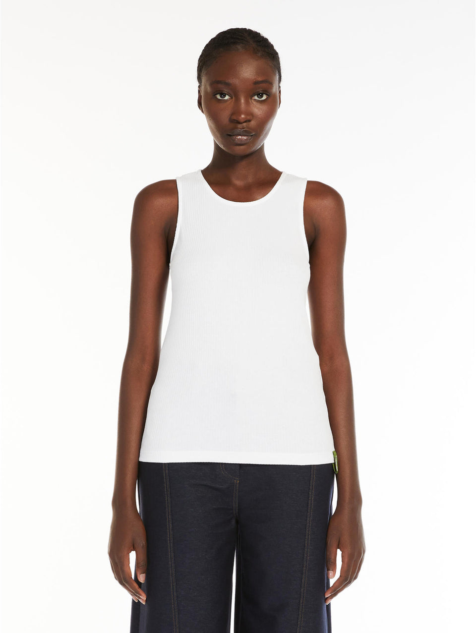 MAX MARA LEISURE Top Senza Maniche a Costine Bianco Offerta esclusiva