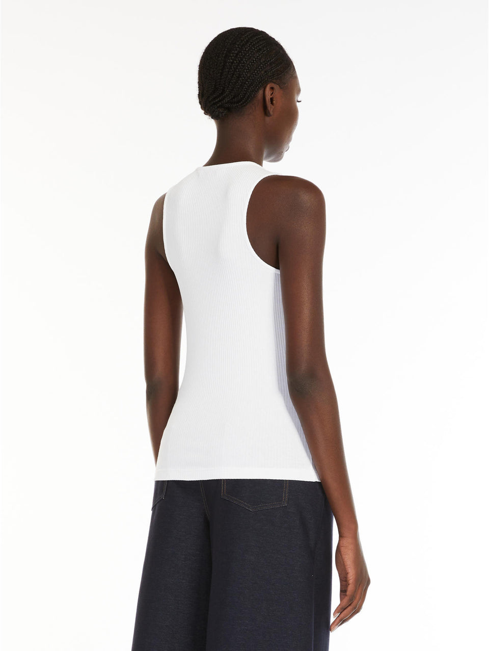 MAX MARA LEISURE Top Senza Maniche a Costine Bianco Offerta esclusiva