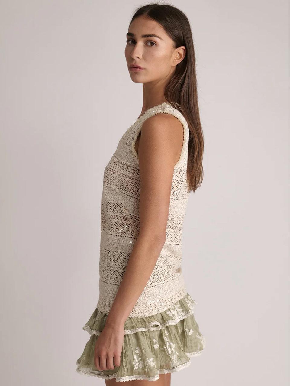 SABINA MUSÁYEV Top in Pizzo e Paillettes Avena Black Friday