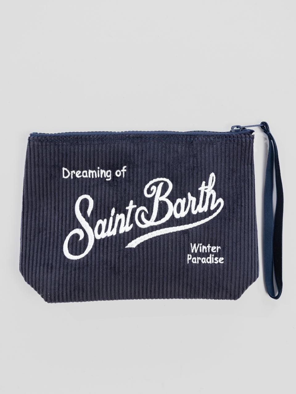 MC2 SAINT BARTH Pochette in Velluto a Coste Blu Comprane uno, ottenene uno gratis