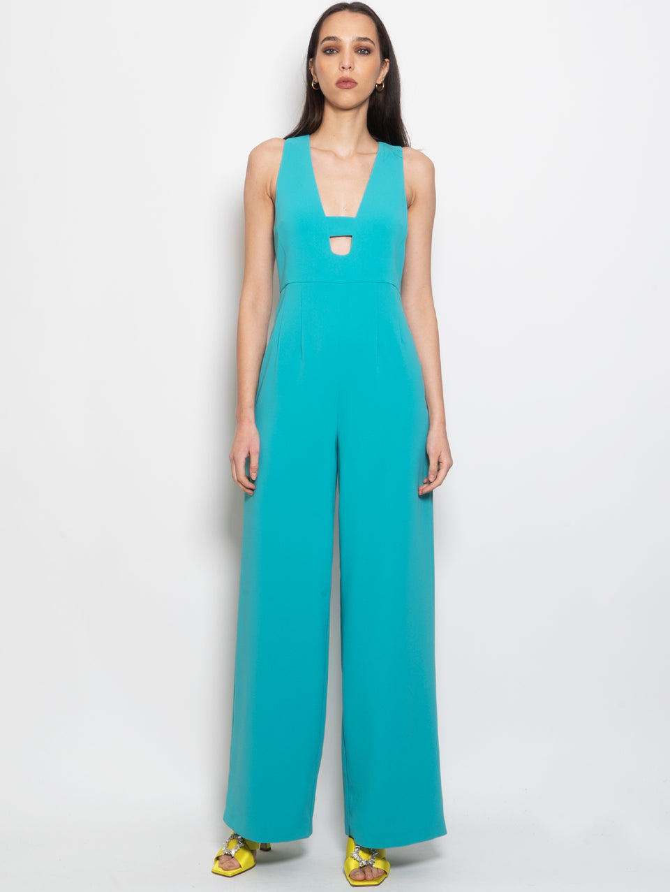 PINKO Tuta in Crepe Stretch con Spilla Verde Offerta settimanale