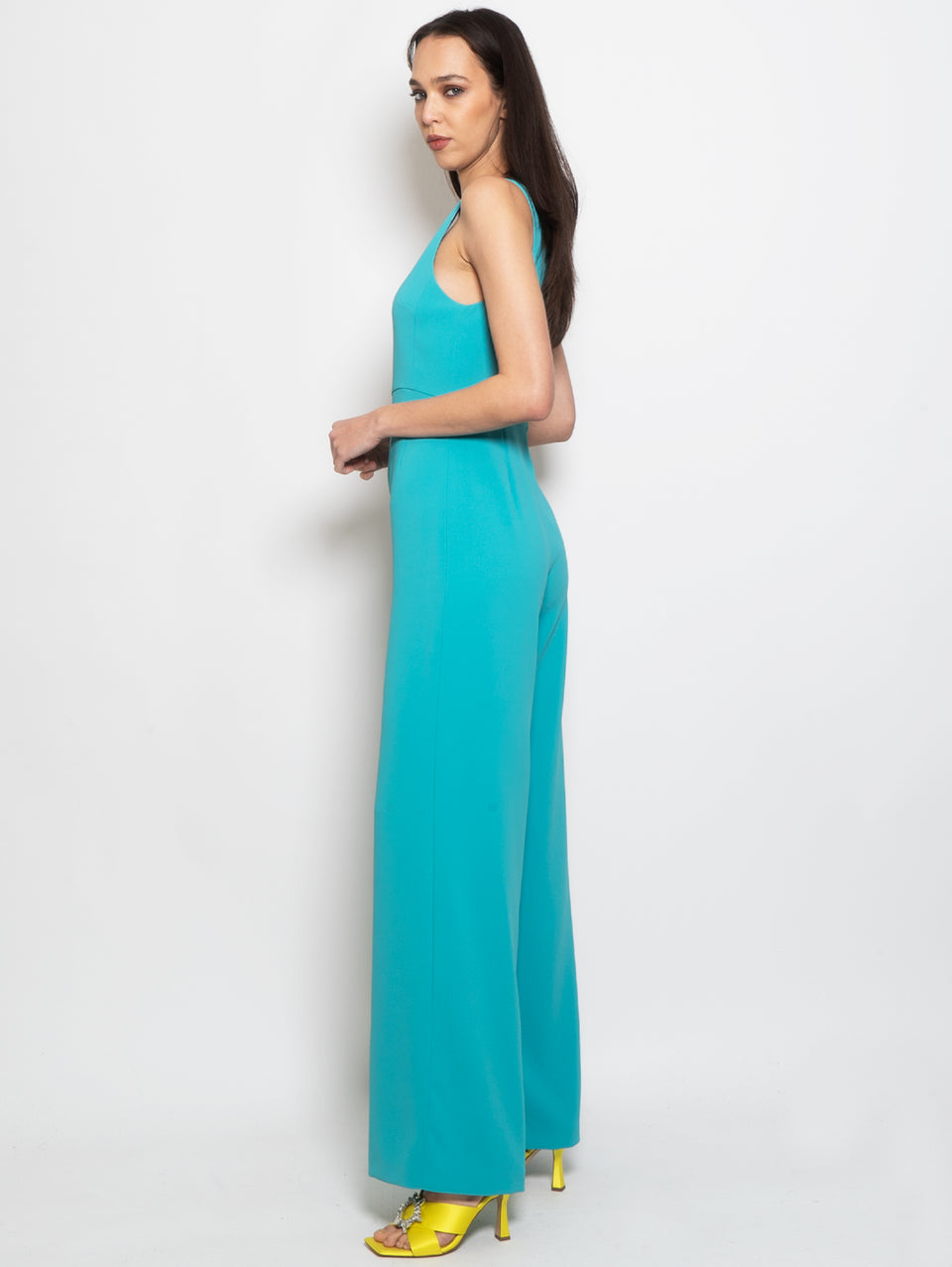 PINKO Tuta in Crepe Stretch con Spilla Verde Offerta settimanale