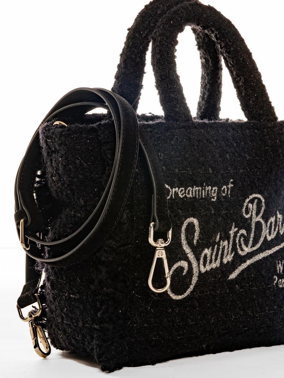 MC2 SAINT BARTH Borsa Vanity Mini in Tweed Nero Solo un giorno rimasto