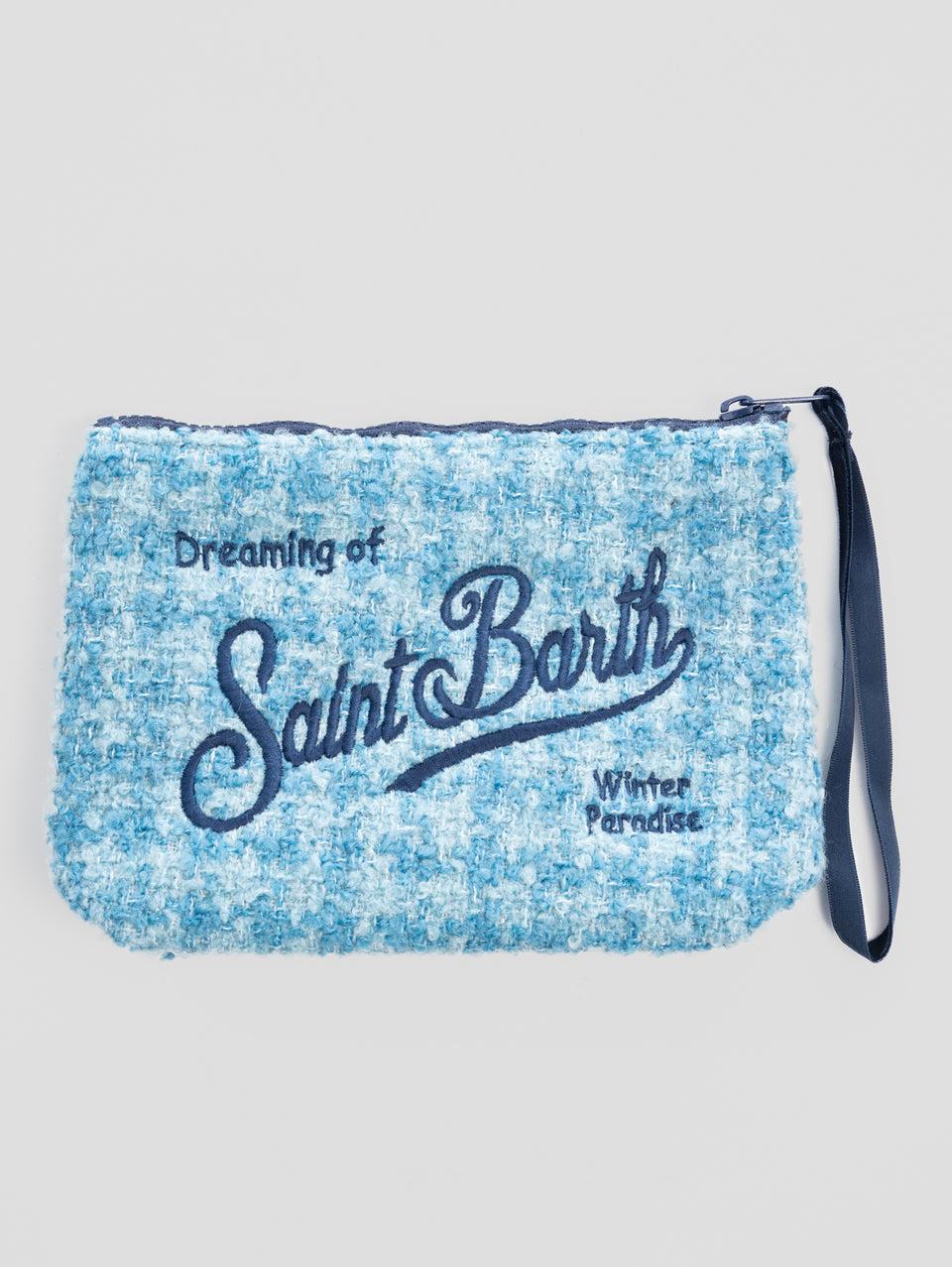 MC2 SAINT BARTH Pochette in Tweed con Lurex Blu Trasporto libero internazionale