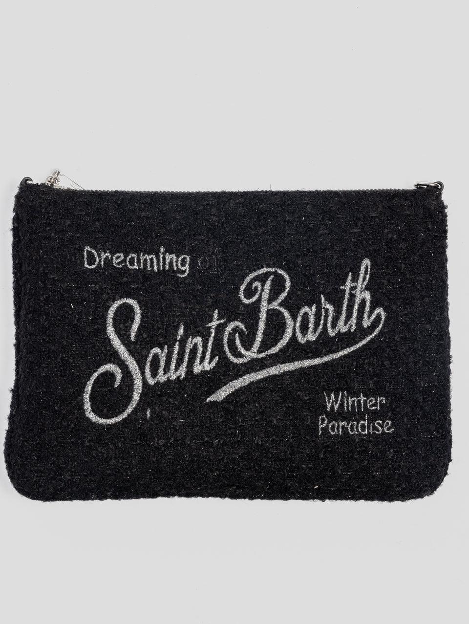 MC2 SAINT BARTH Pouch Parisienne in Tweed con Filo in Lurex Nero Esporta salva