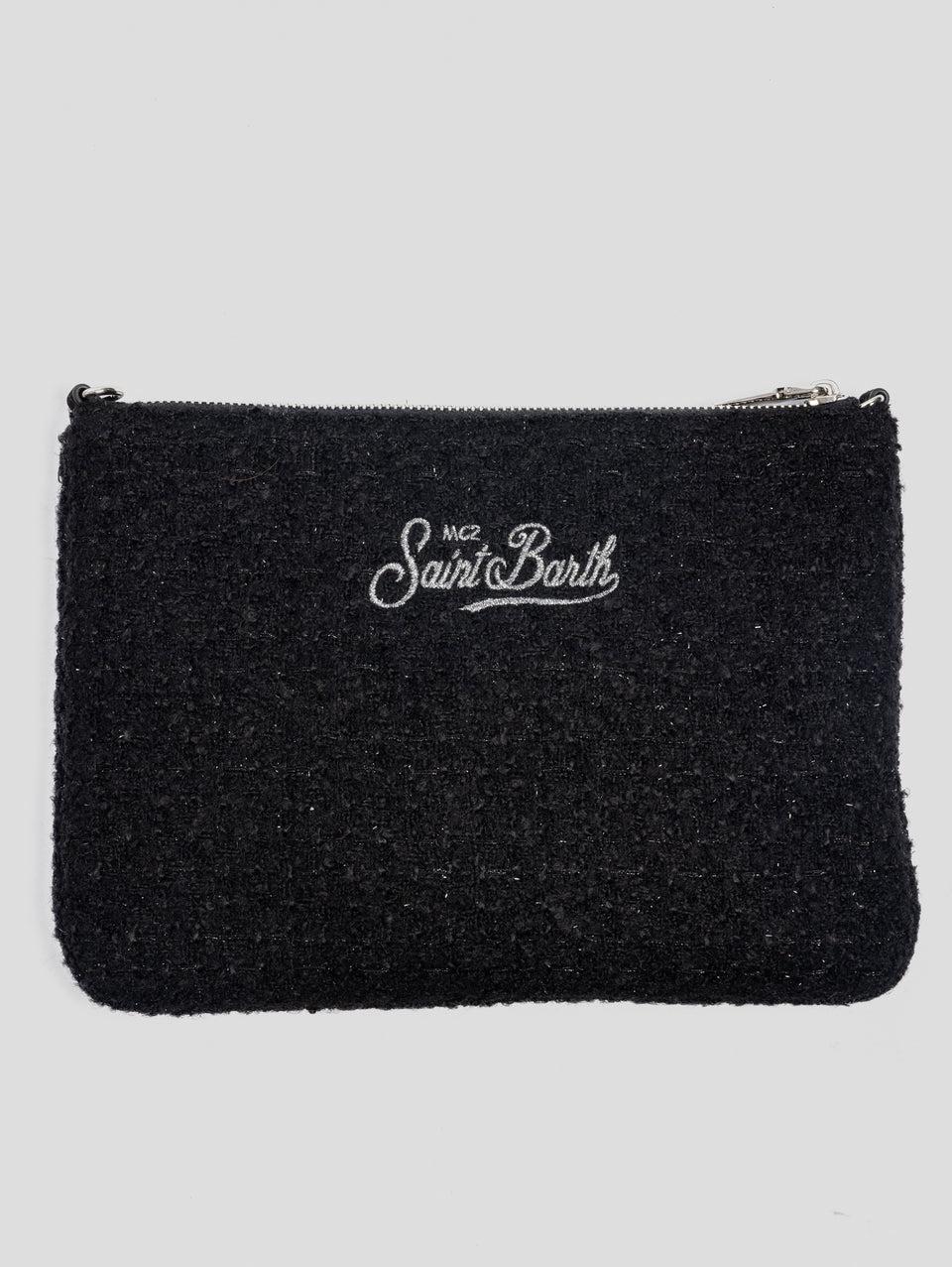 MC2 SAINT BARTH Pouch Parisienne in Tweed con Filo in Lurex Nero Esporta salva