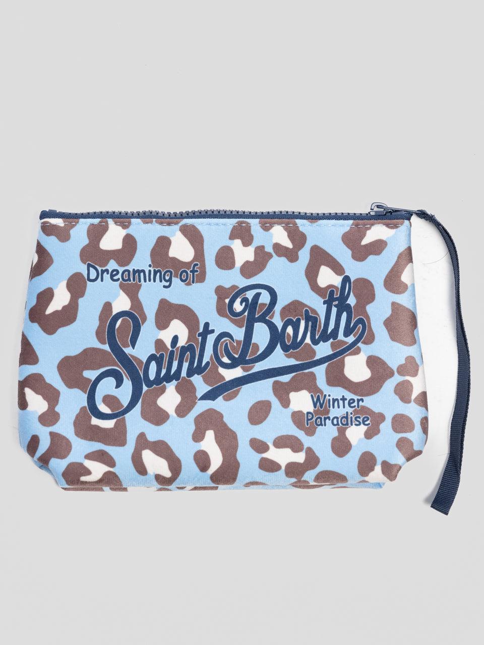 MC2 SAINT BARTH Pochette in Neoprene Animalier Blu Black Friday Prezzi