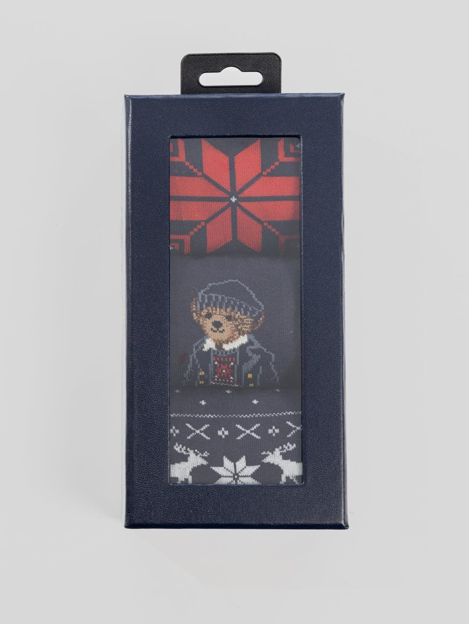RALPH LAUREN Cofanetto Regalo con Set di Calze Natalizie Blu In vendita