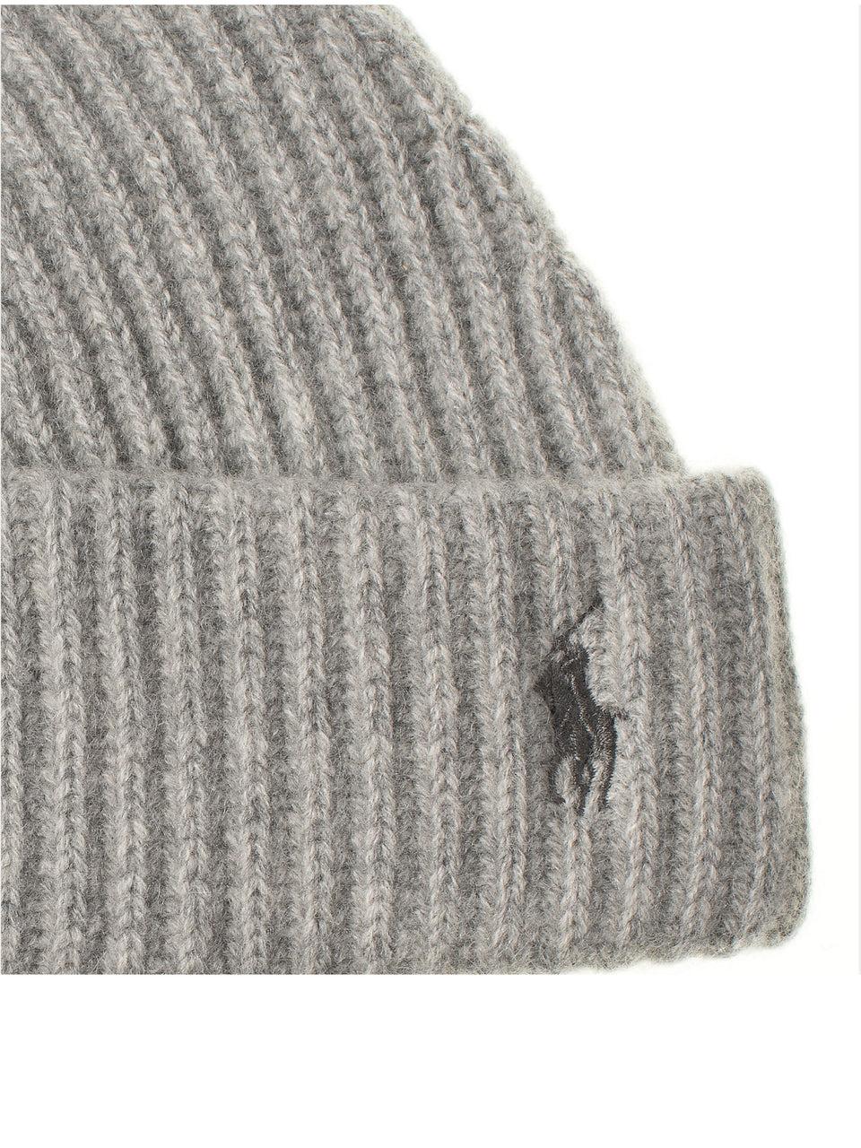 RALPH LAUREN Cappello a Coste in Lana Grigio Soddisfazione Garantita