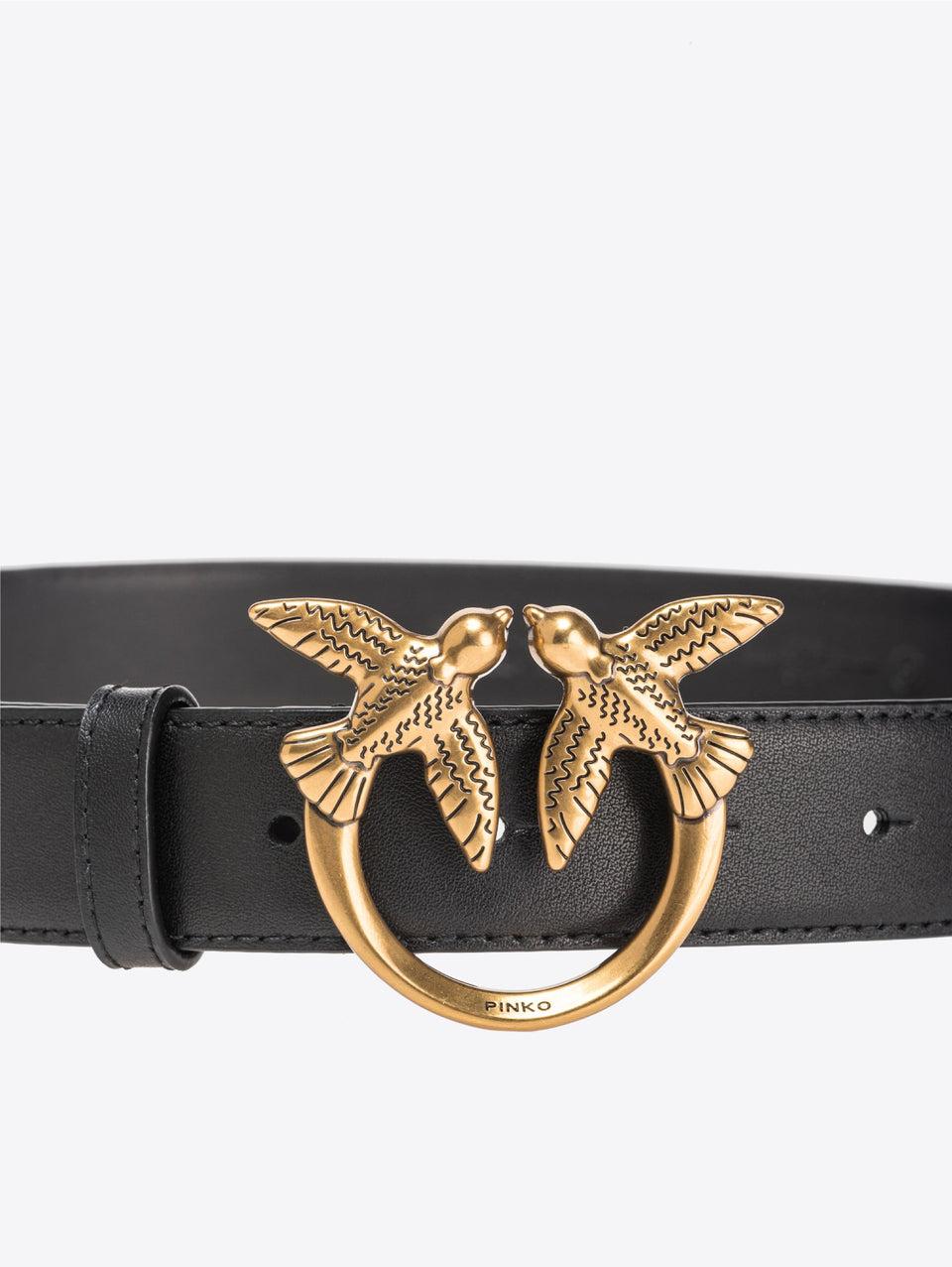 PINKO Cintura in Pelle con Fibbia Nero/Oro Sottocosto