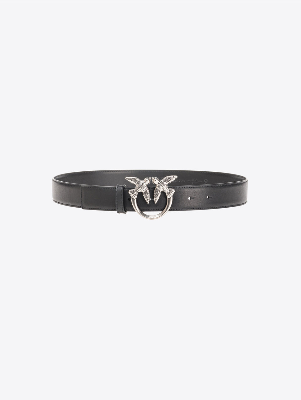 PINKO Cintura in Pelle con Fibbia Nero/Argento