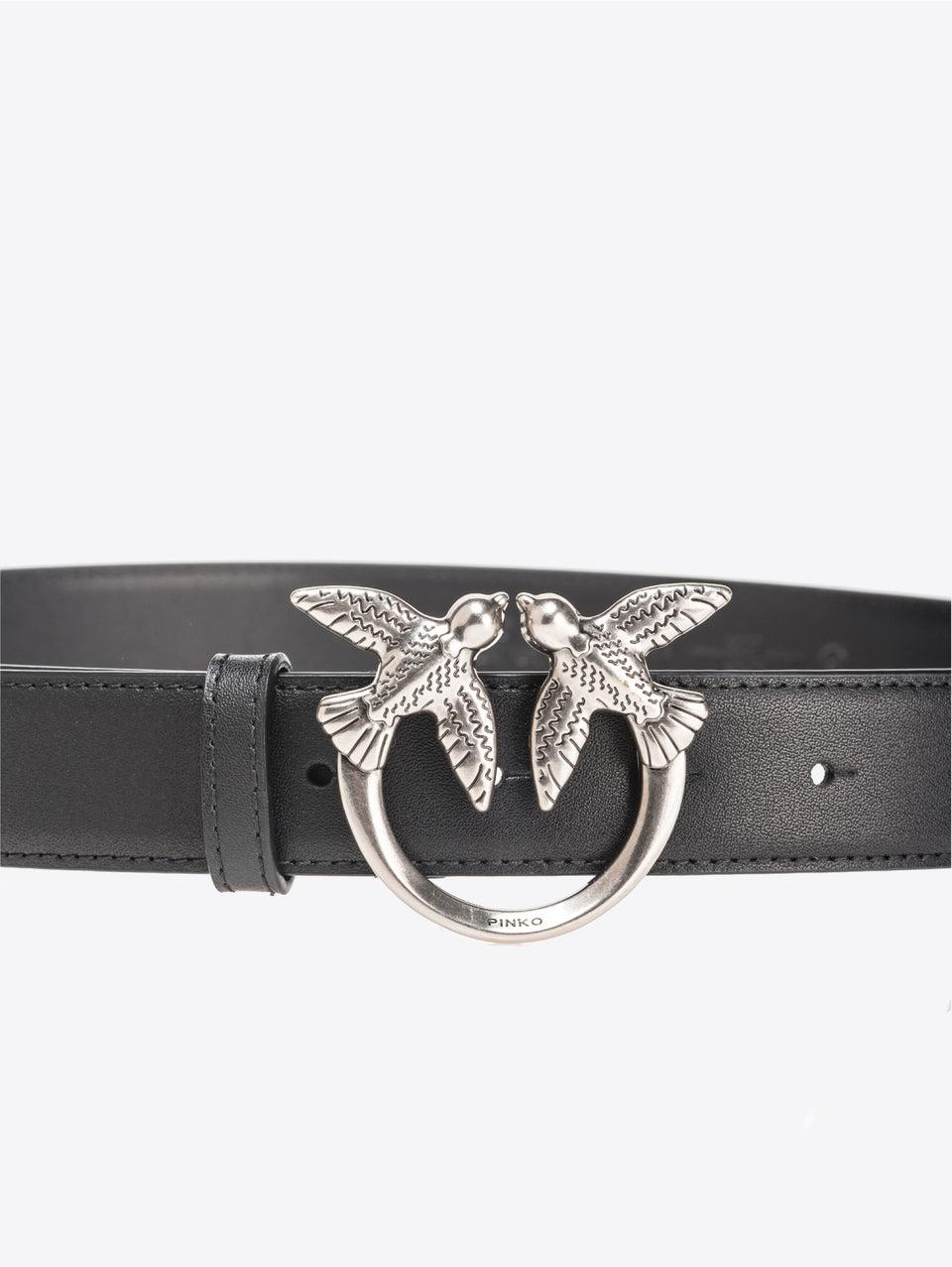 PINKO Cintura in Pelle con Fibbia Nero/Argento Convenienza