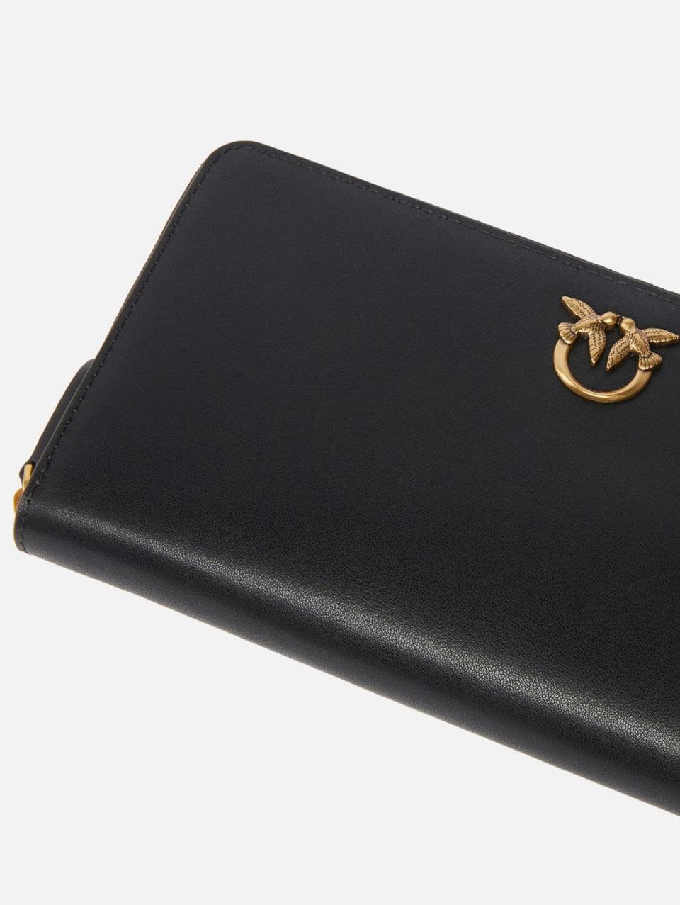 PINKO Portafoglio Zip Around in Pelle Nero Vendita Economica