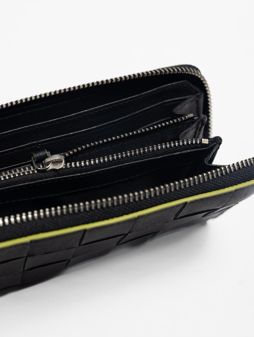 DRAGON DIFFUSION Portafoglio in Pelle Check Zip Around Wallet Nero Saldi Di Fabbrica