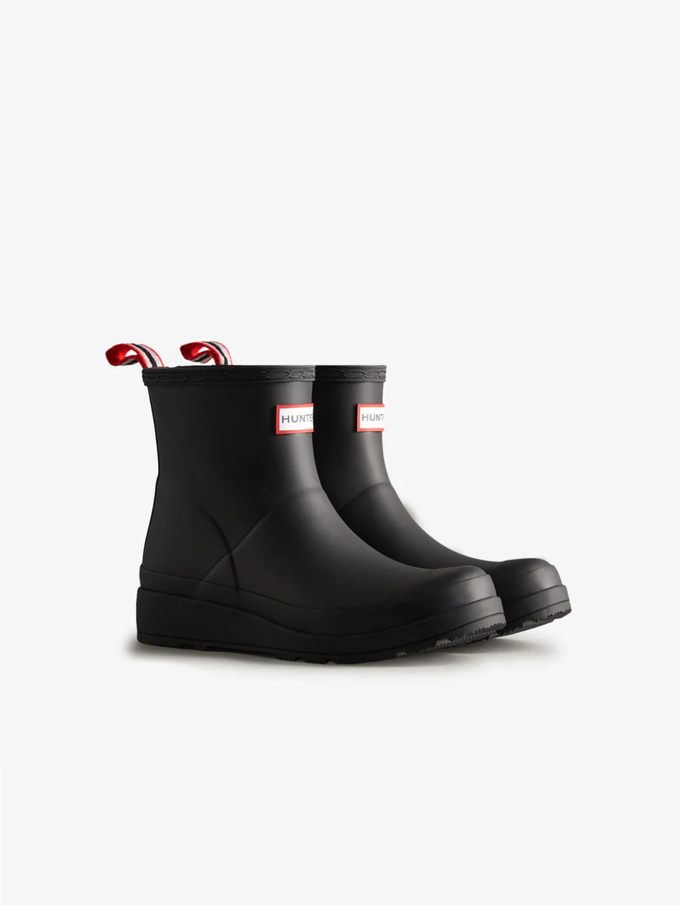 HUNTER Stivaletti Play Short Wellington con Plateau Nero Fornitura limitata