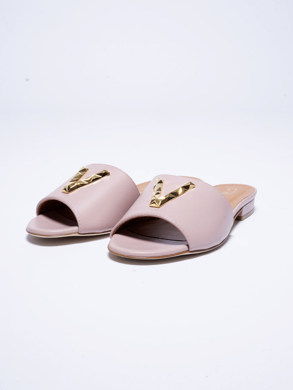 VIA ROMA 15 Ciabatte in Pelle con Fascia e Logo Rosa Comprane uno, ottenene uno gratis