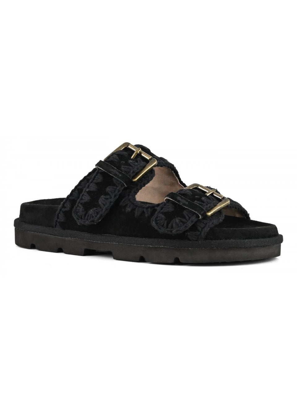 MOU Sandali con Fibbia in Pelle Bio Nero Super Saving Price