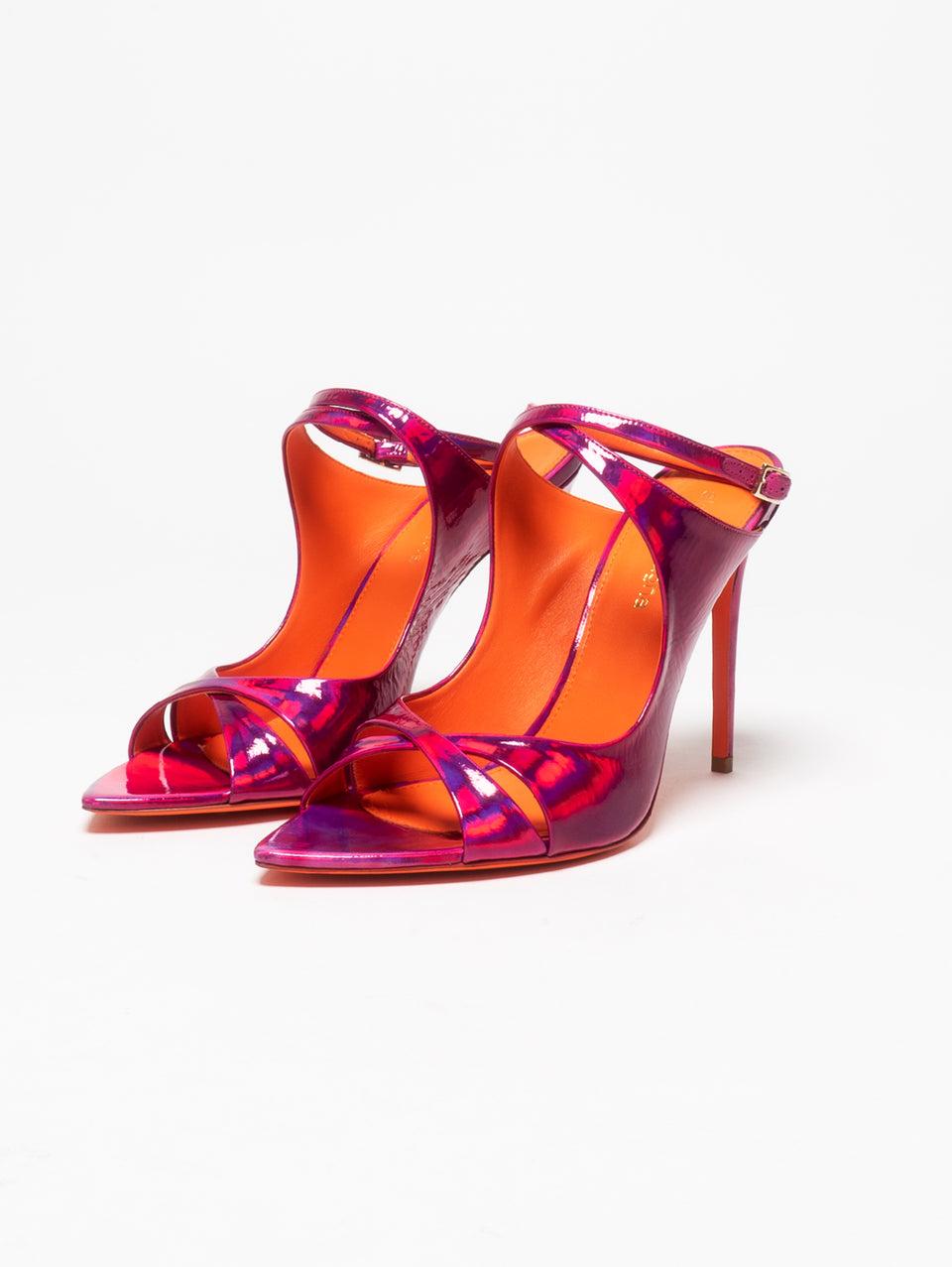 ALDO CASTAGNA Sandalo in Pelle Laminato Fucsia Ritorno libero