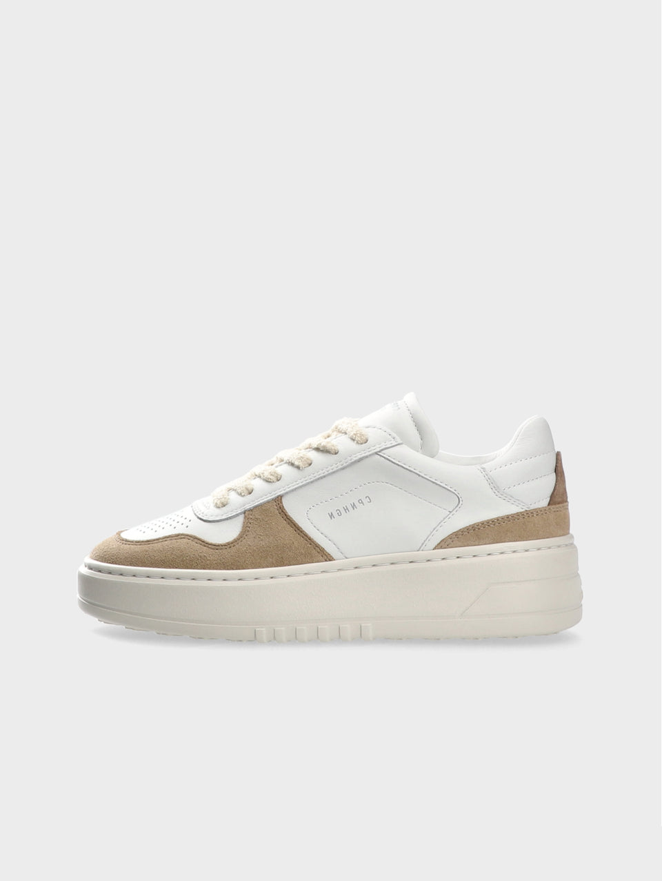 COPENHAGEN Sneakers Platform in Suede e Pelle Bianco/Beige Officina