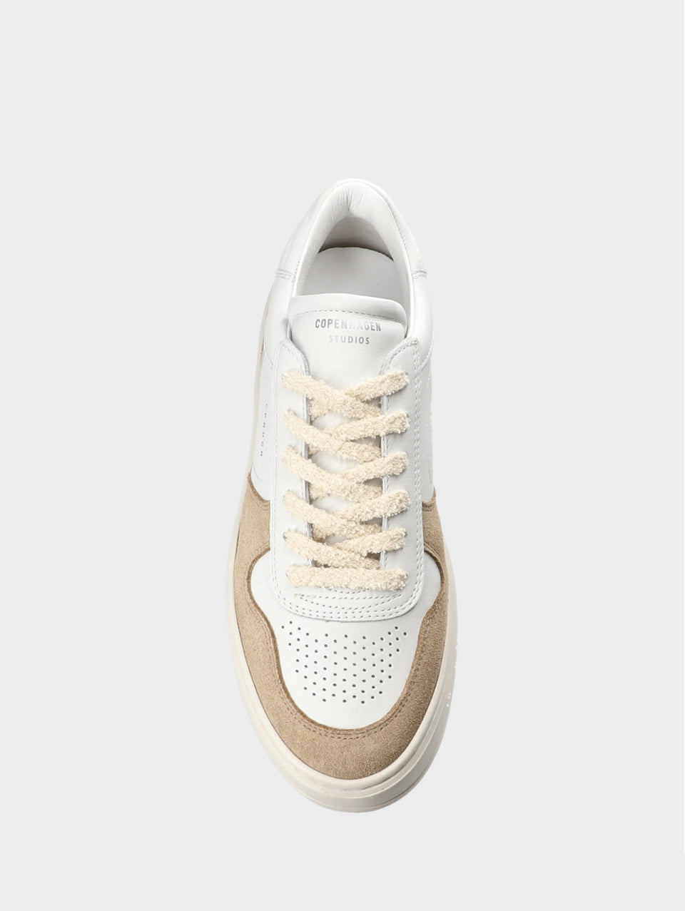 COPENHAGEN Sneakers Platform in Suede e Pelle Bianco/Beige Officina
